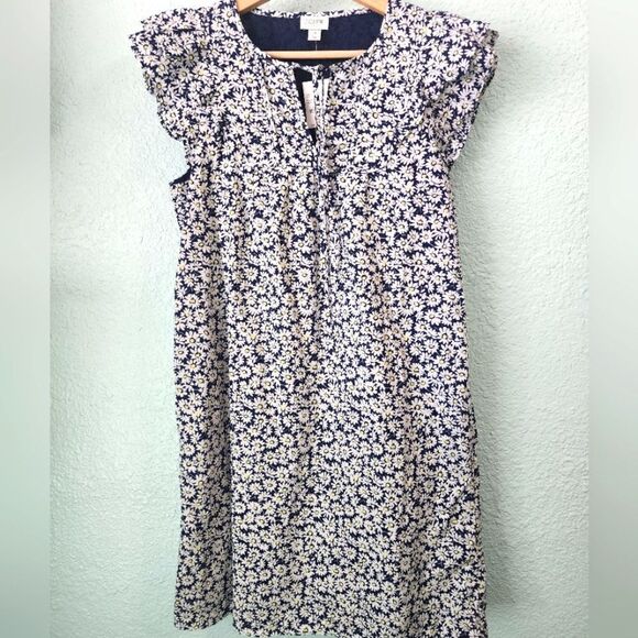 J Crew eyelet sleeveless floral shift dress side pockets lined - Picture 1 of 12